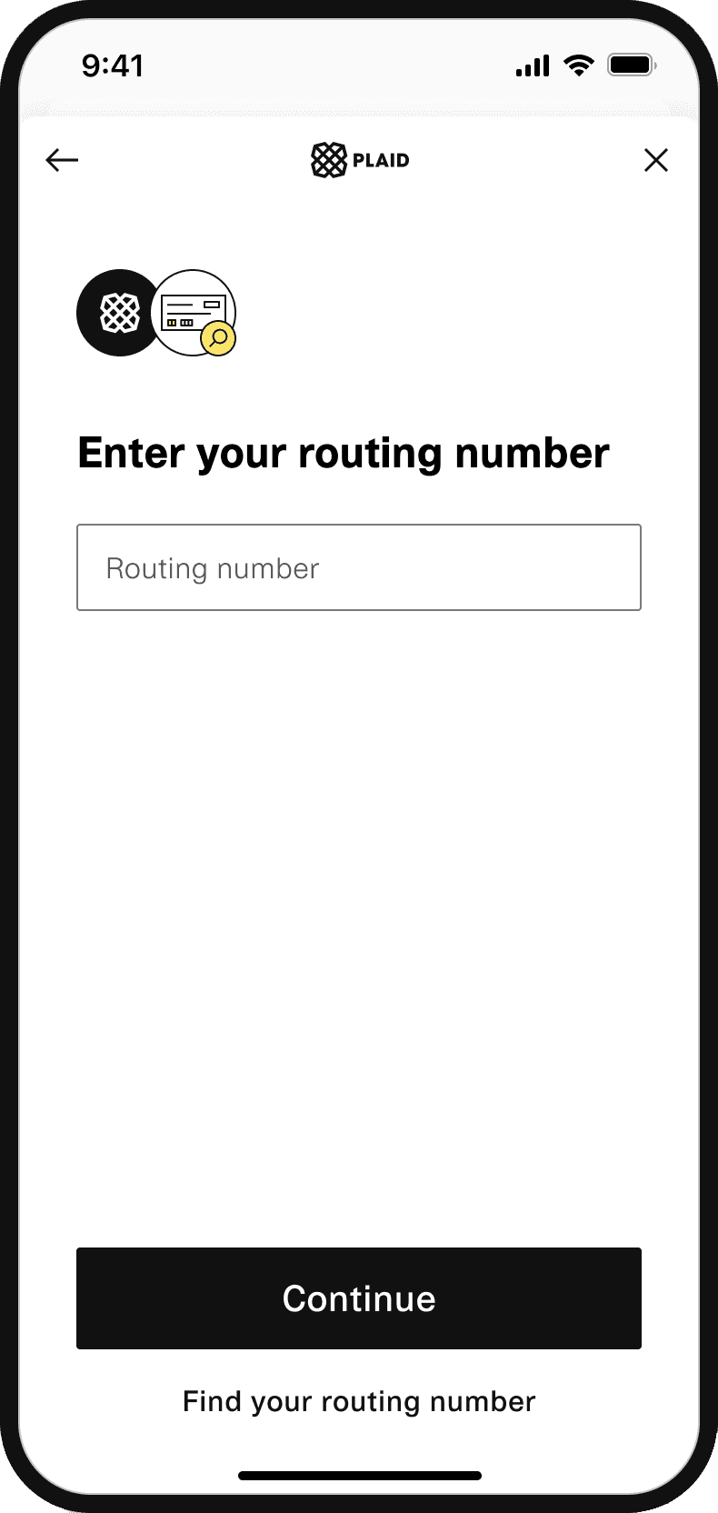 The user enters their routing number...