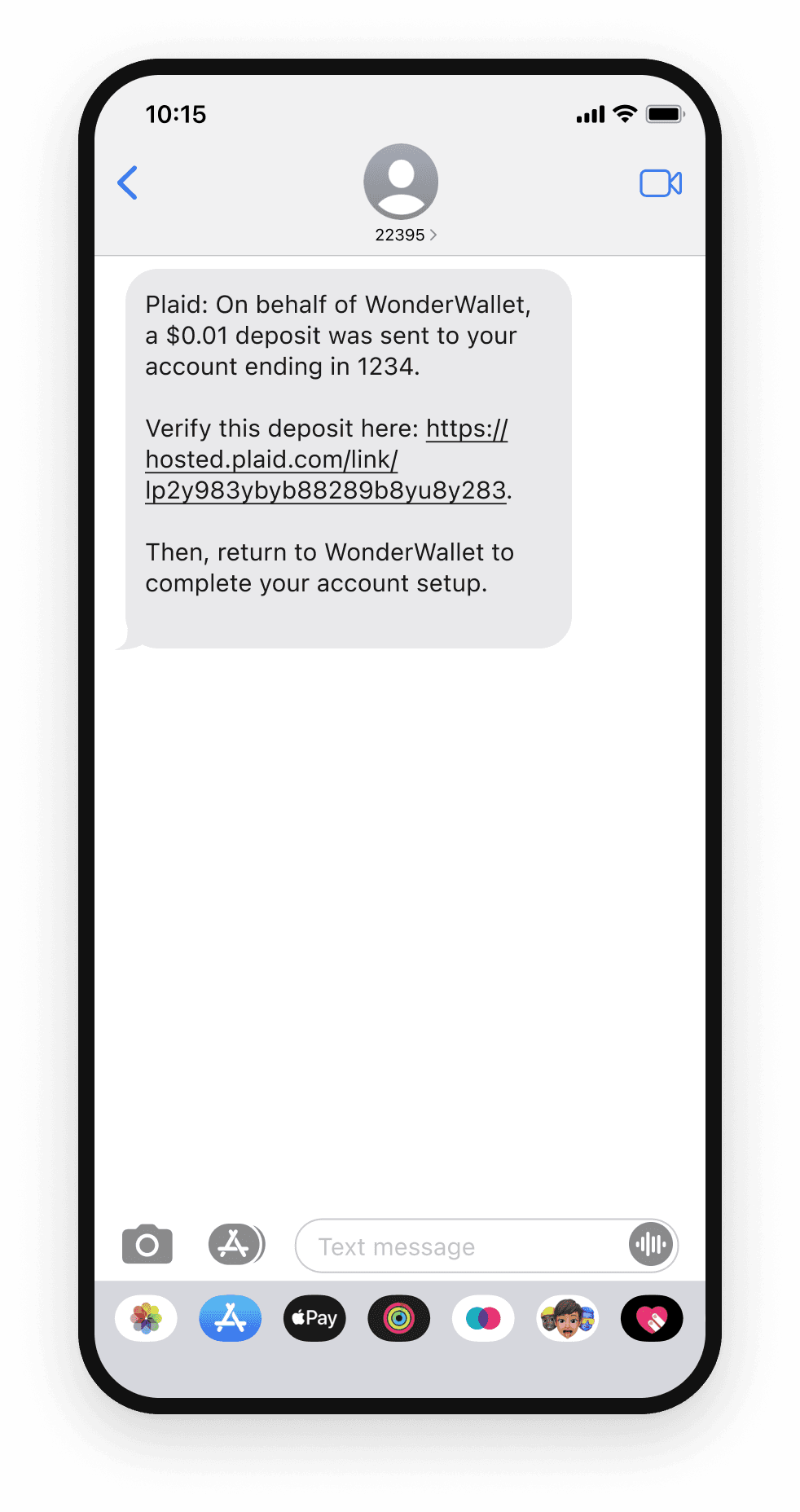 A day or two later, the user recieves an SMS notification that the deposit has arrived.