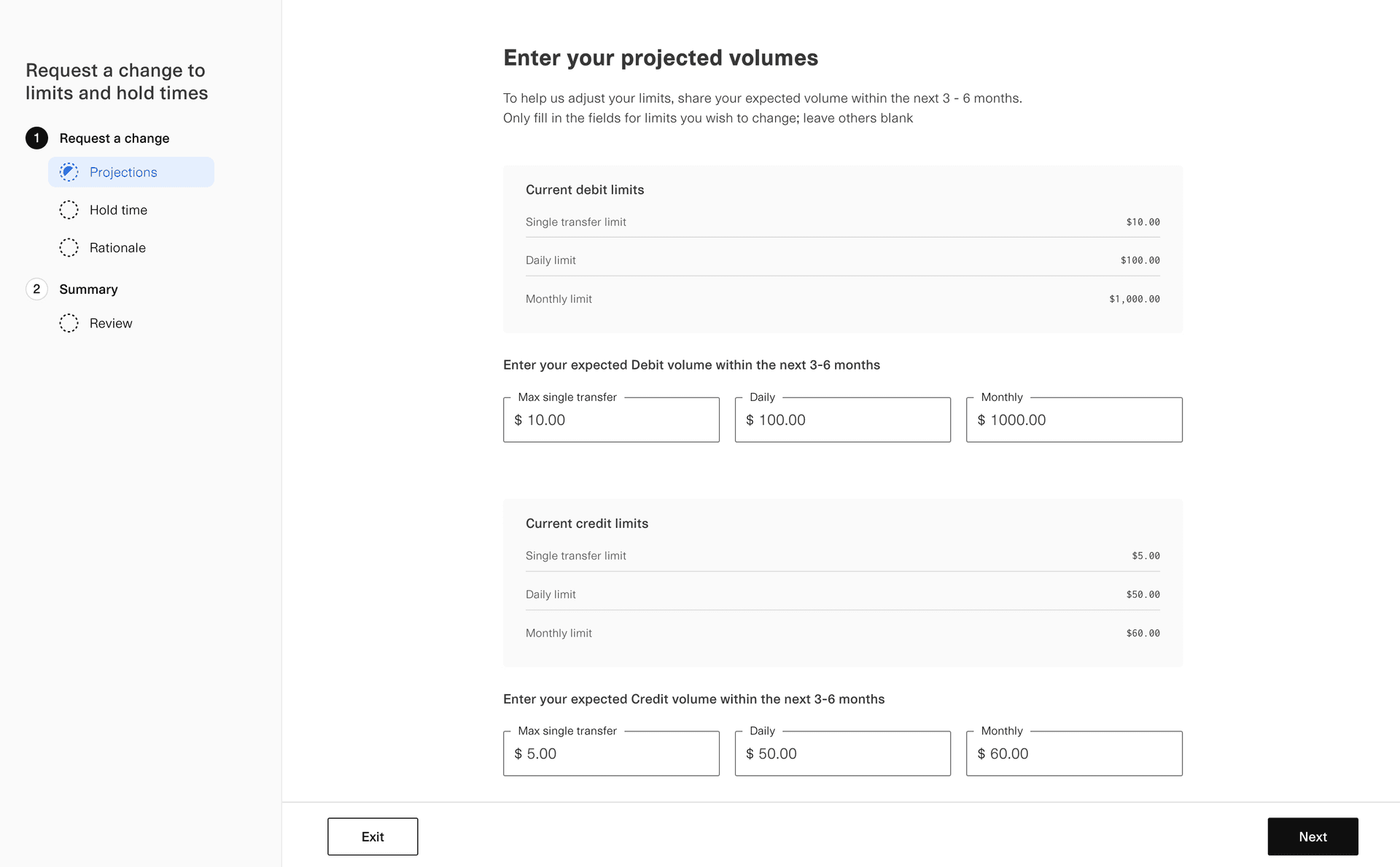 Image of Plaid Transfer Dashboard Limits Change Request