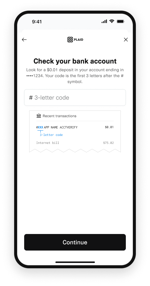 The user is then prompted to enter the code associated with the deposit.