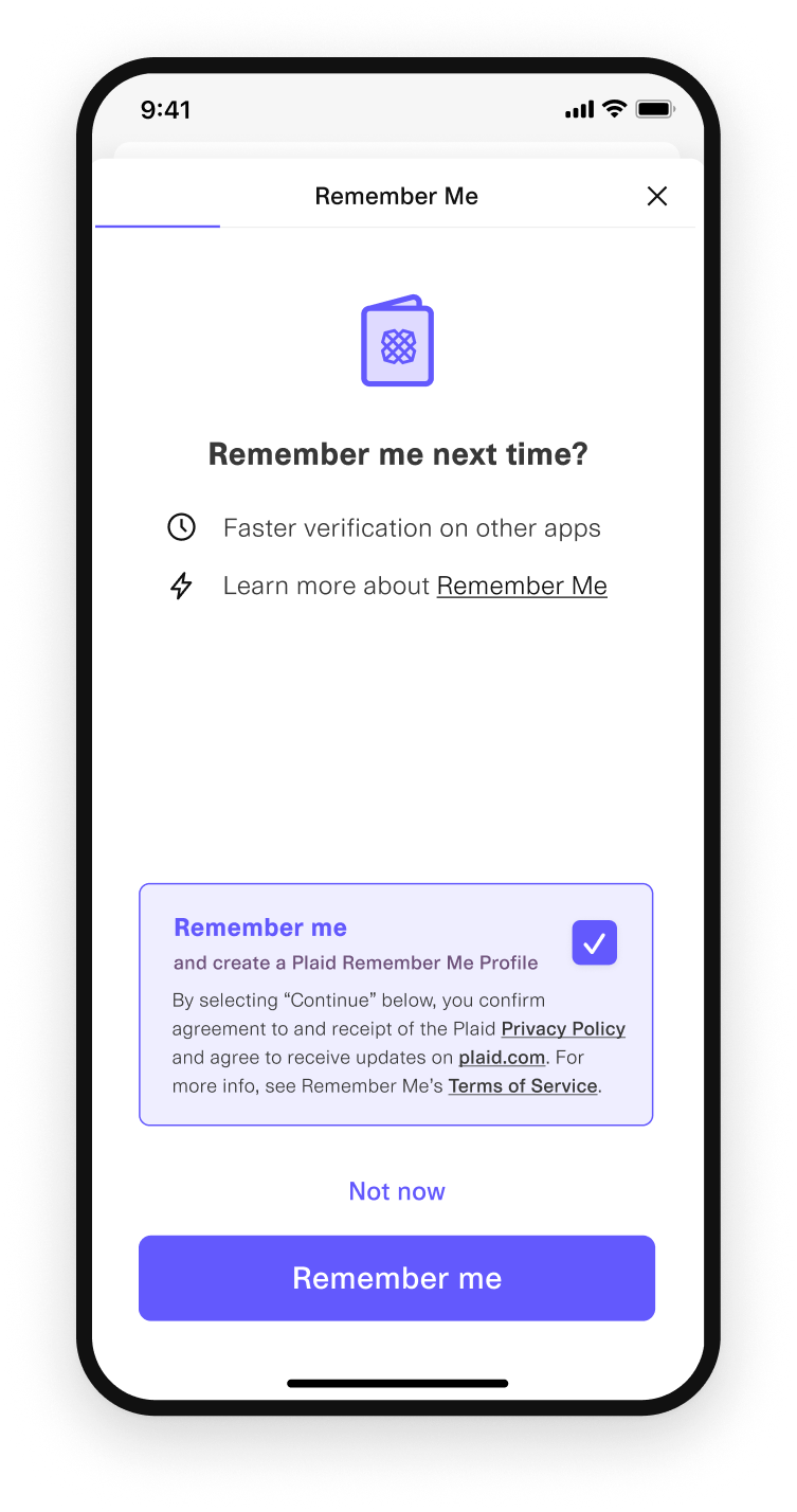 ...decides whether to save their profile with Plaid...