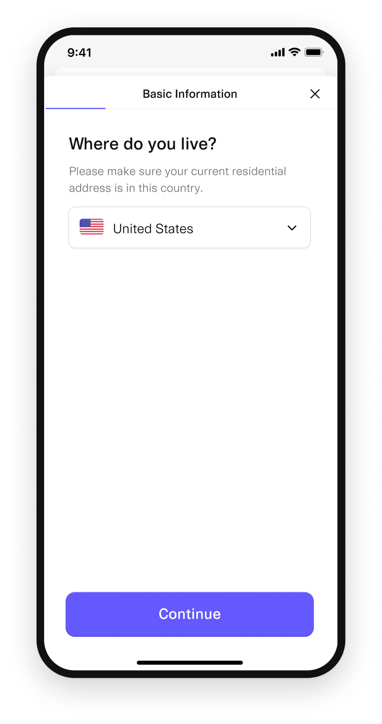 ...selects their country from a configurable list...